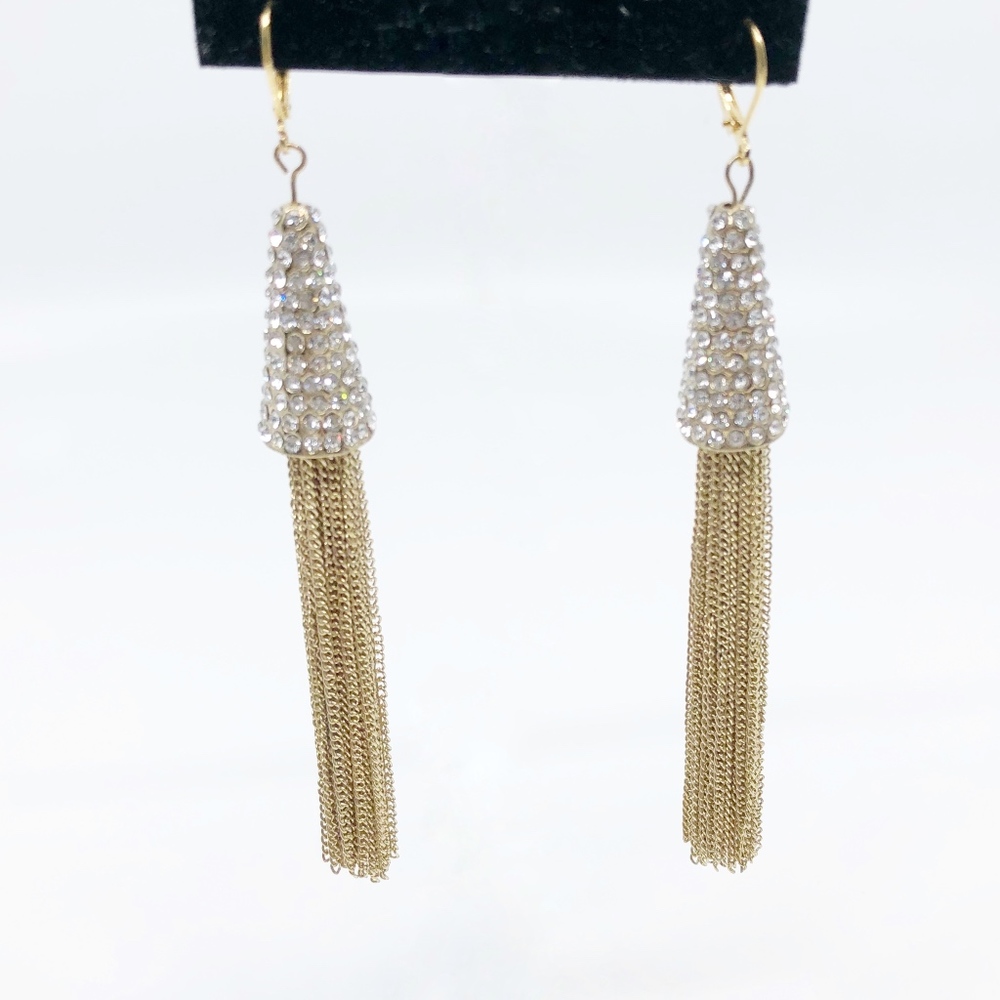 ✨sold✨ earrings • rhinestone encrusted cone tassel - Picture 4 of 4